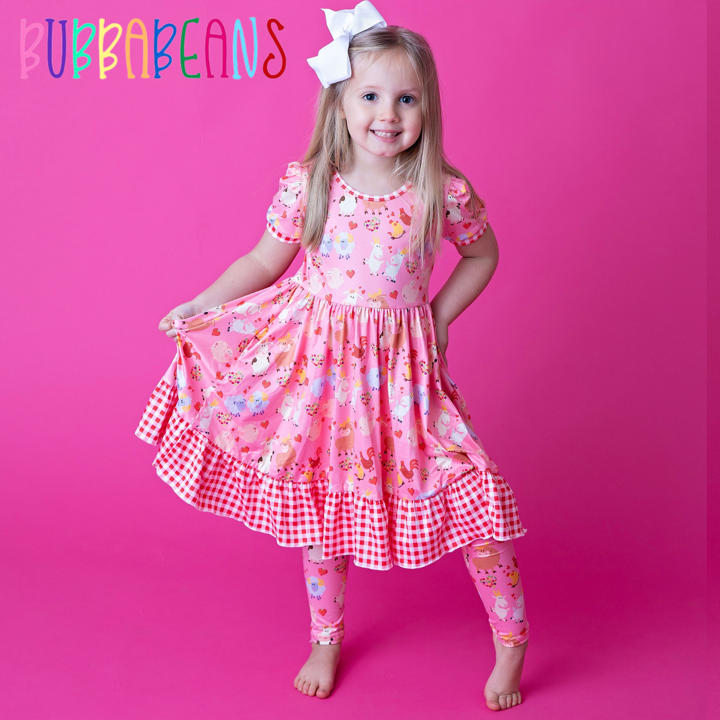 Farm Friends Puff Sleeve Dress