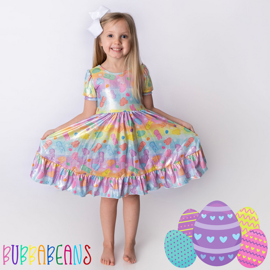 Sparkly Peeps Puff Sleeve Dress