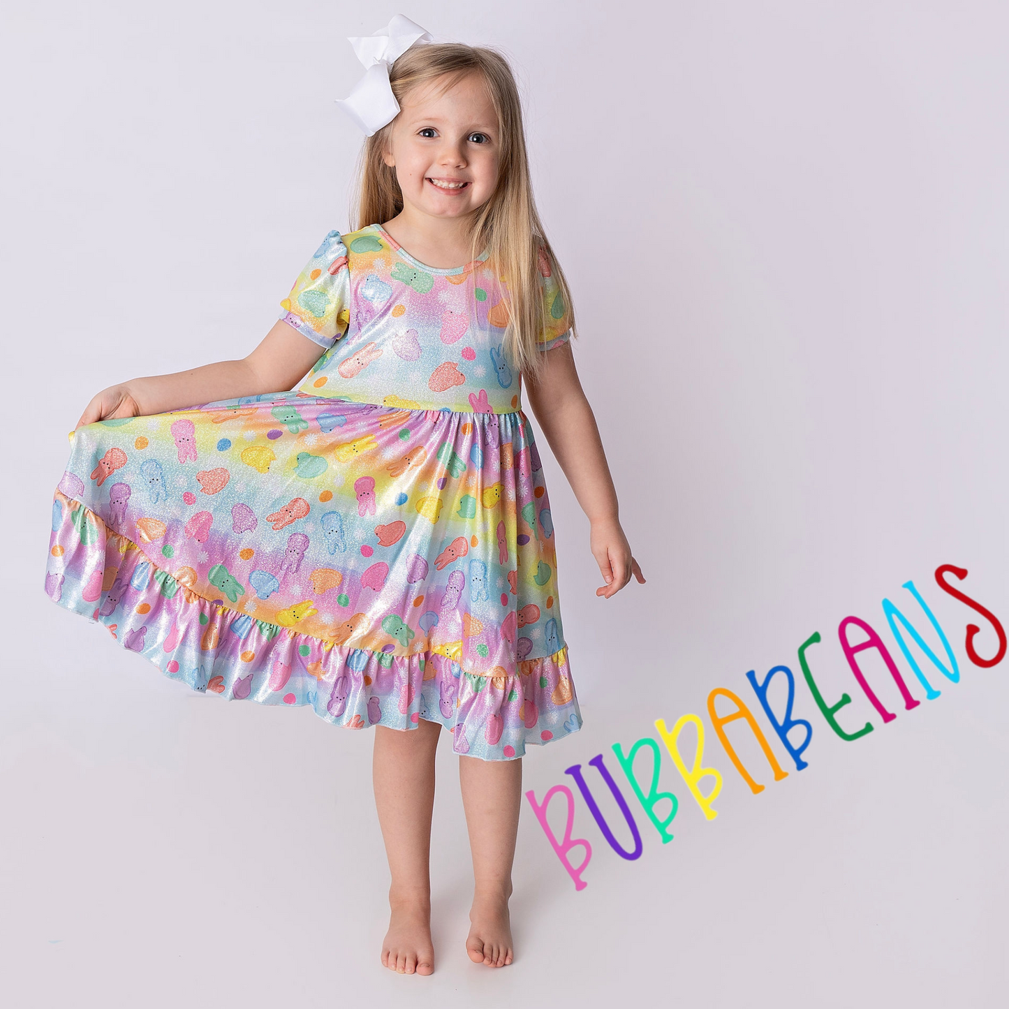 Sparkly Peeps Puff Sleeve Dress