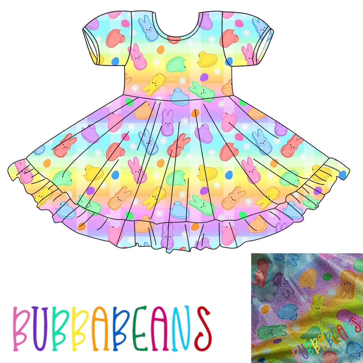 Sparkly Peeps Puff Sleeve Dress