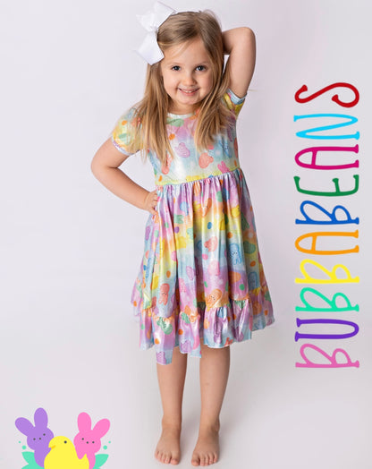 Sparkly Peeps Puff Sleeve Dress