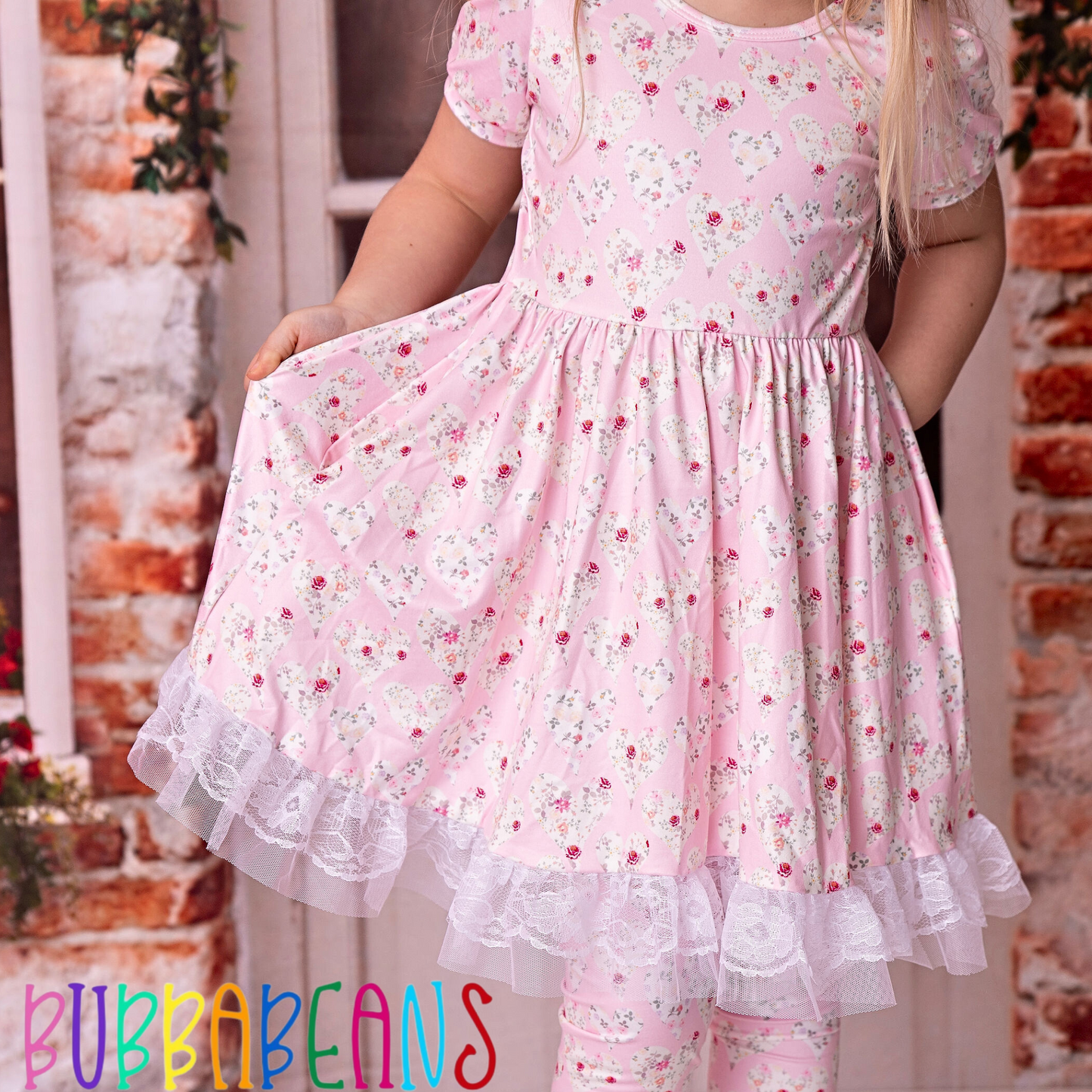 Bouquet of Hearts Puff Sleeve Dress