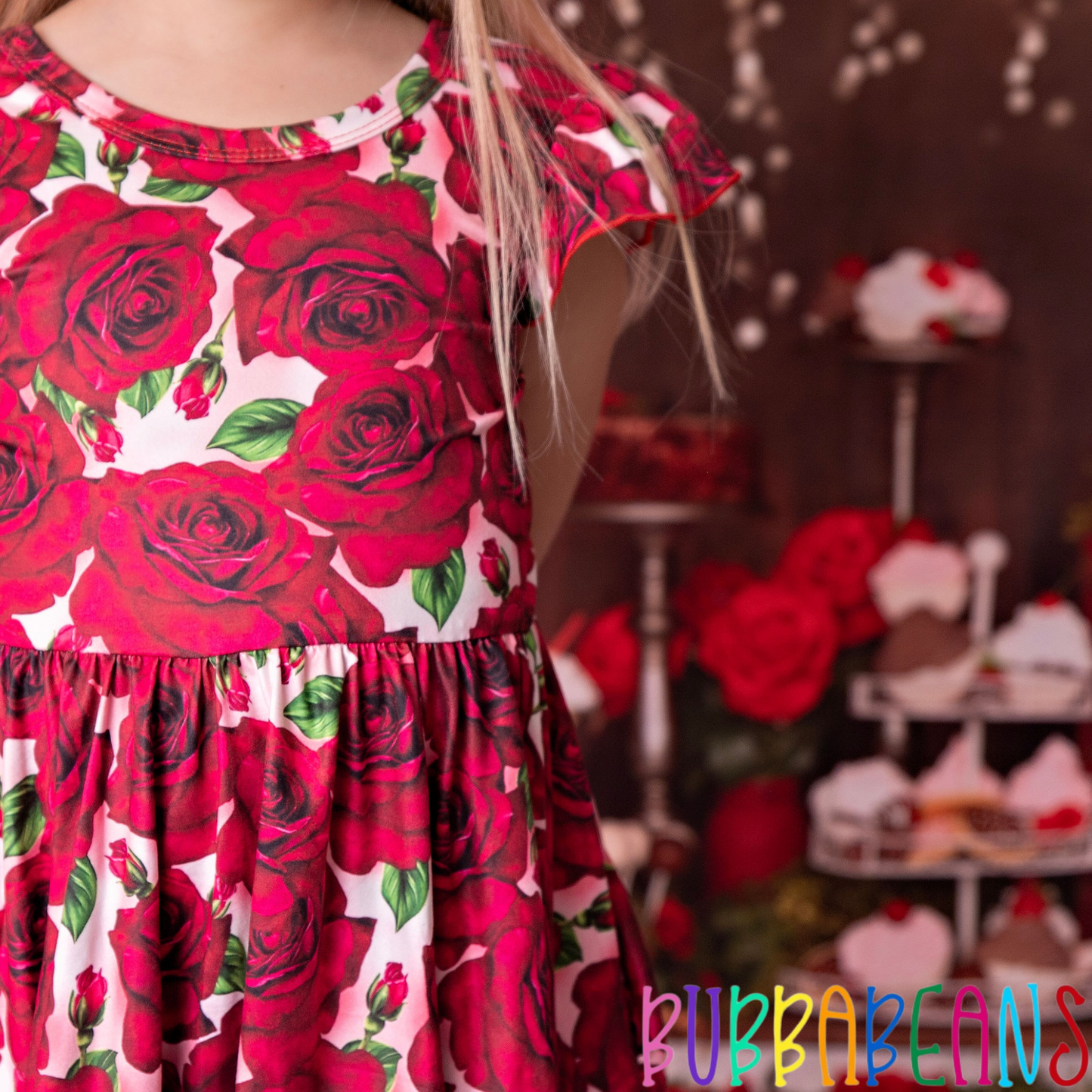 Rose Parade Flutter Sleeve Dress